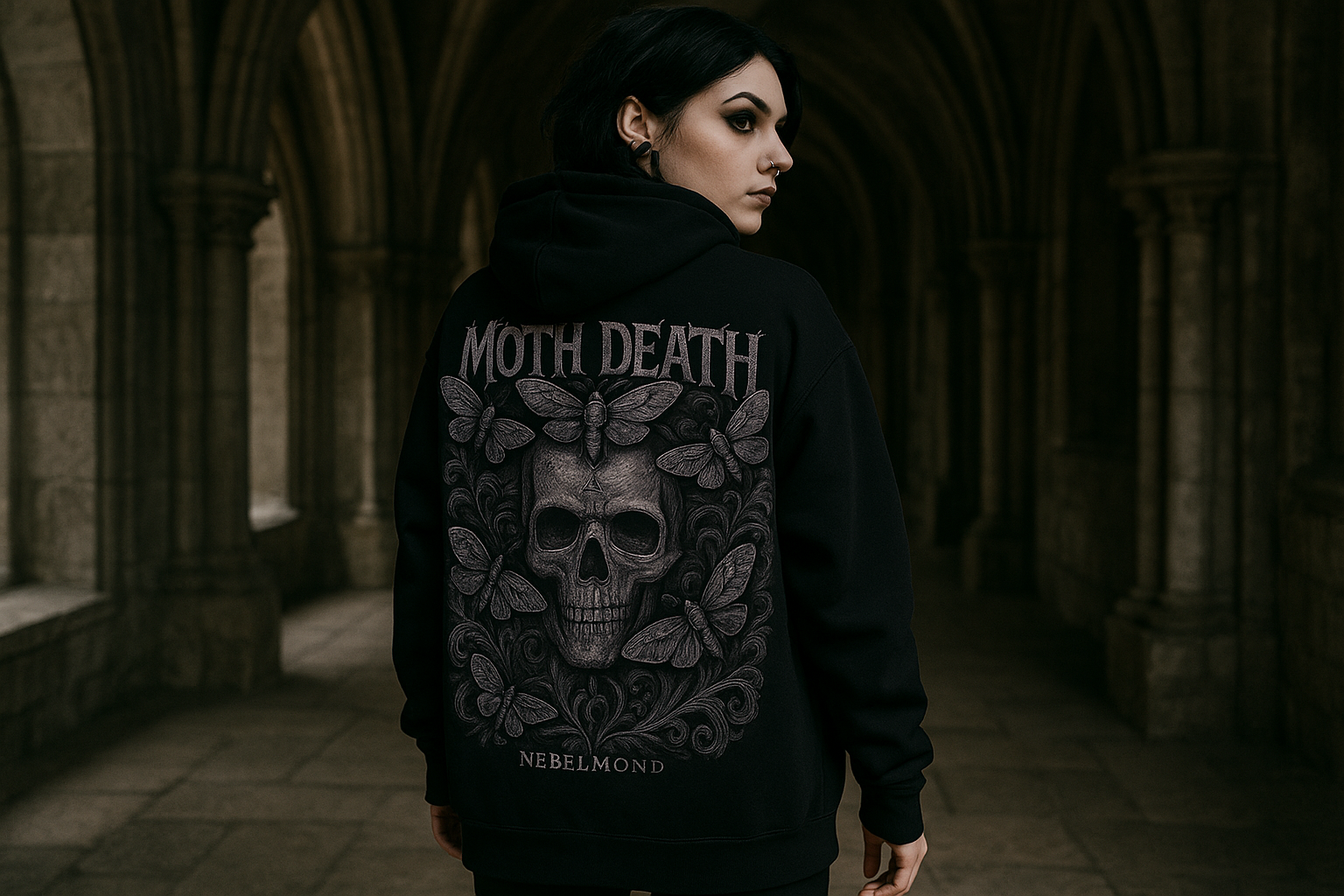 Moth Death Oversized Zipper Hoodie