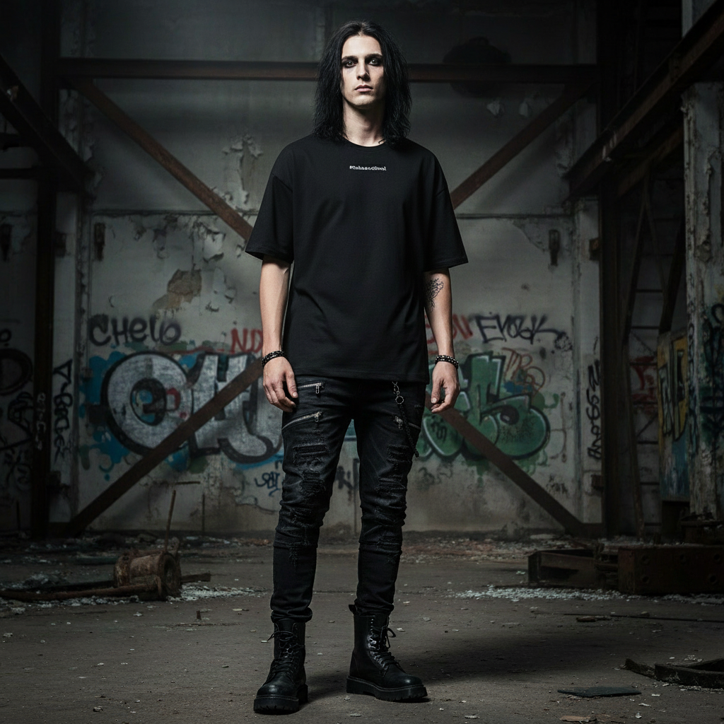 My Chains Lay Around Me Oversized Shirt Black Front