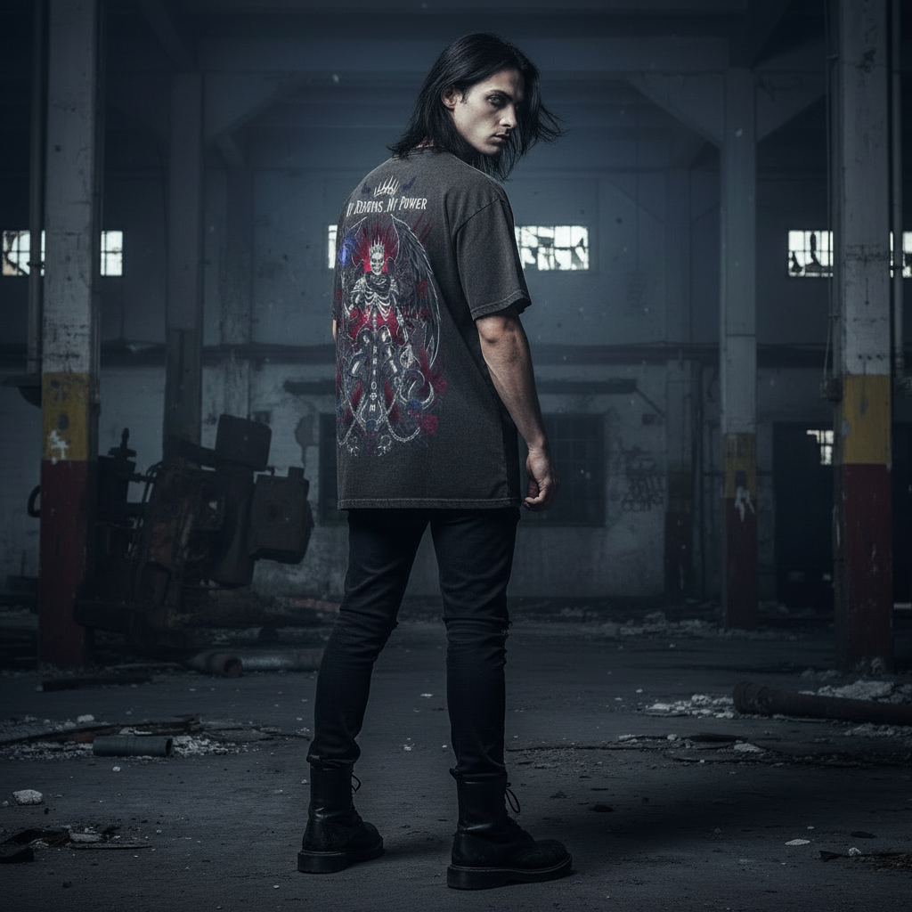 My Demons, My Power Oversized Shirt Washed Black Back