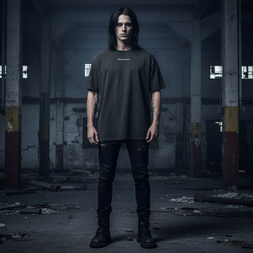 My Demons, My Power Oversized Shirt Washed Black Front