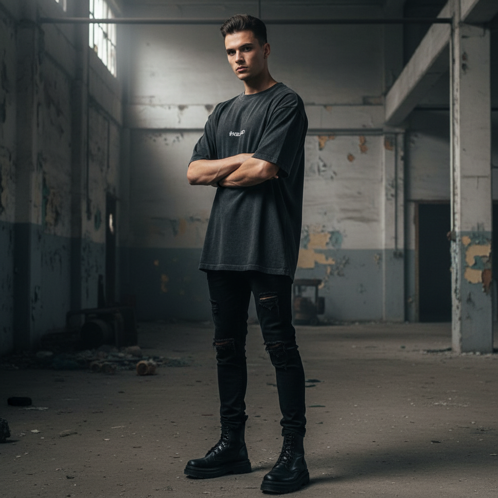 #NBLMND Oversized Shirt Washed Black Front