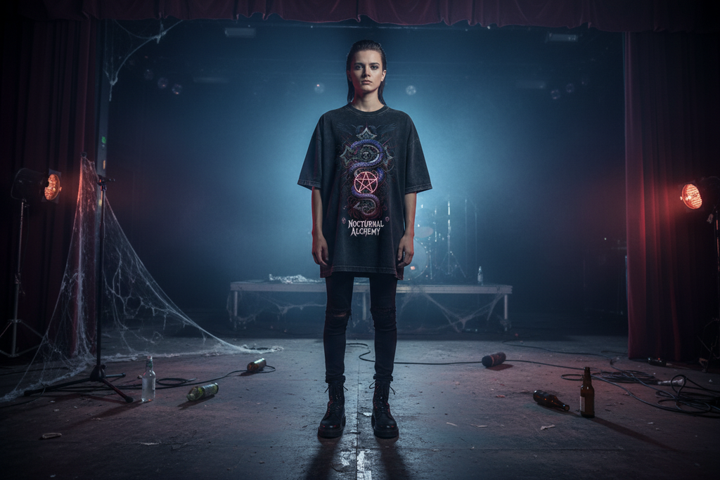 Nocturnal Alchemy Oversized Shirt Front Washed Black