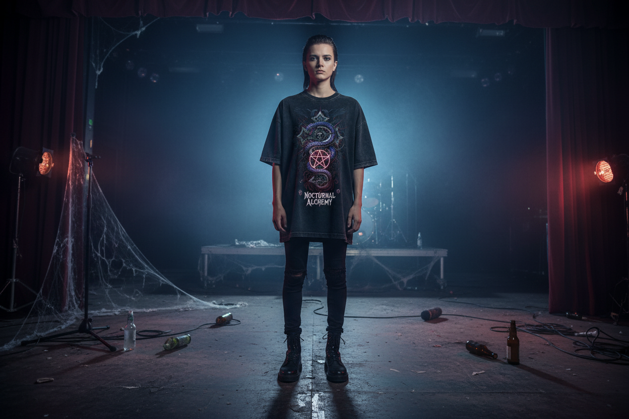 Nocturnal Alchemy Oversized Shirt Front Washed Black