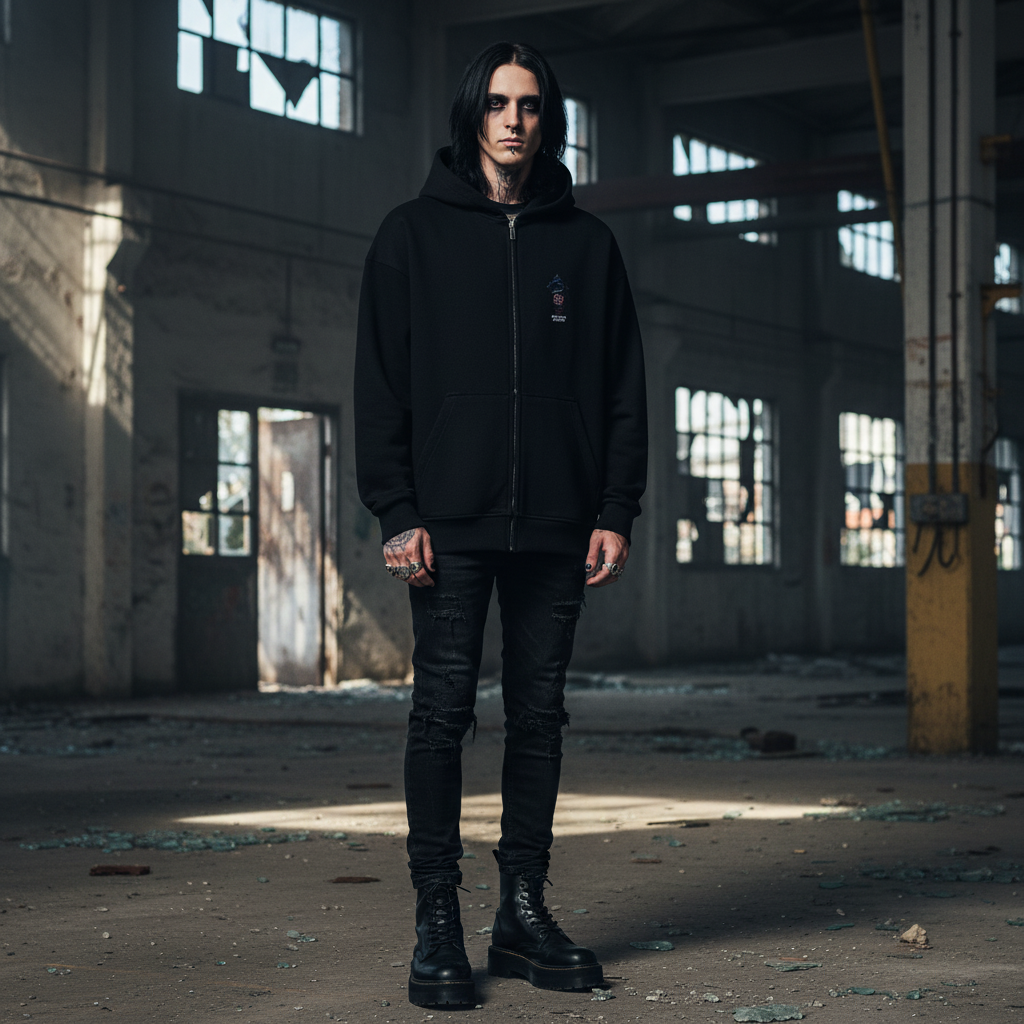 Nocturnal Alchemy Zipper Hoodie Front - Realistisch