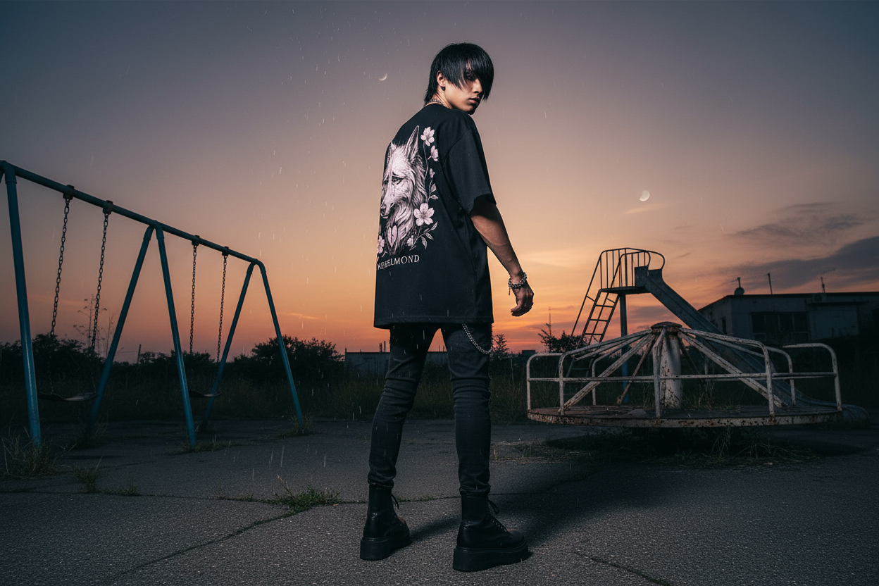 Oversized Shirt Backprint Black Mockup