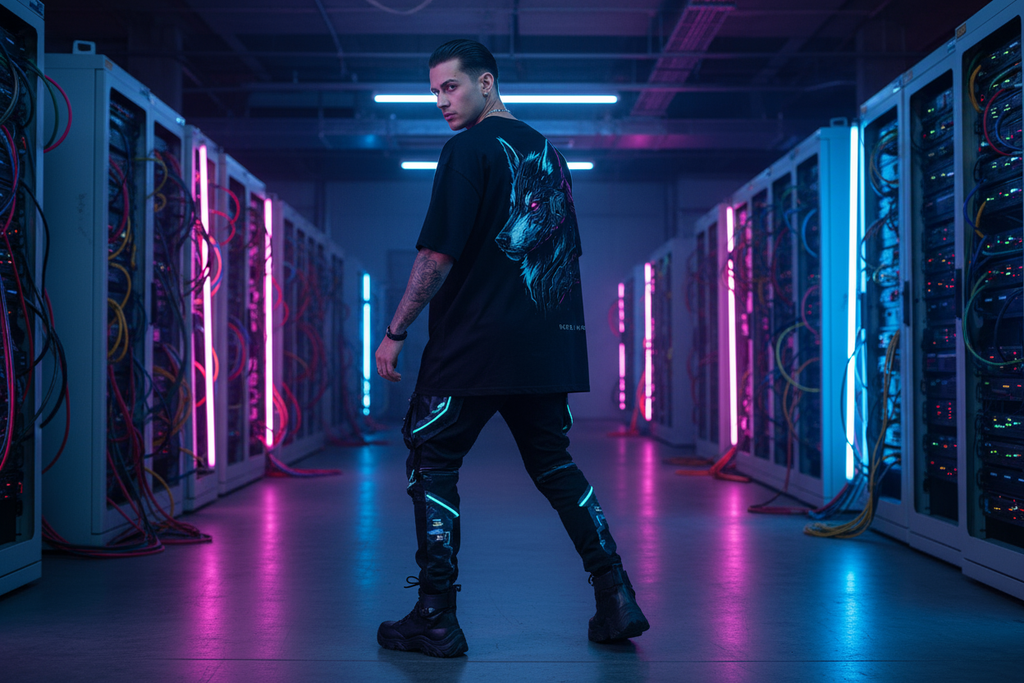 Oversized Shirt Backprint Black Mockup