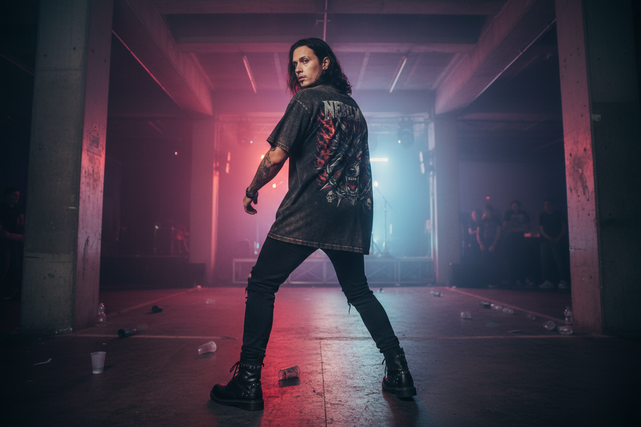 Oversized Shirt Backprint - Washed Black