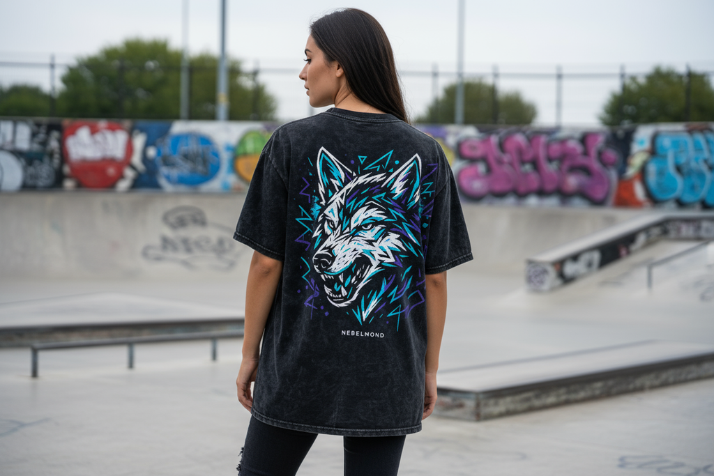 Oversized Shirt Backprint Washed Black