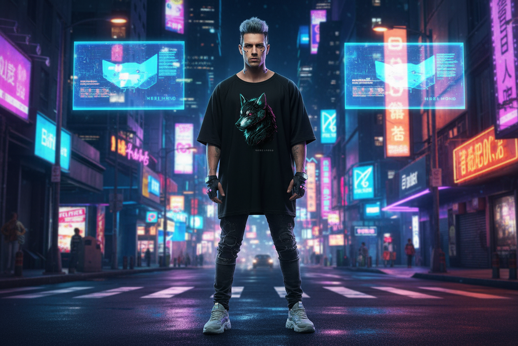 Oversized Shirt Frontprint Black Mockup