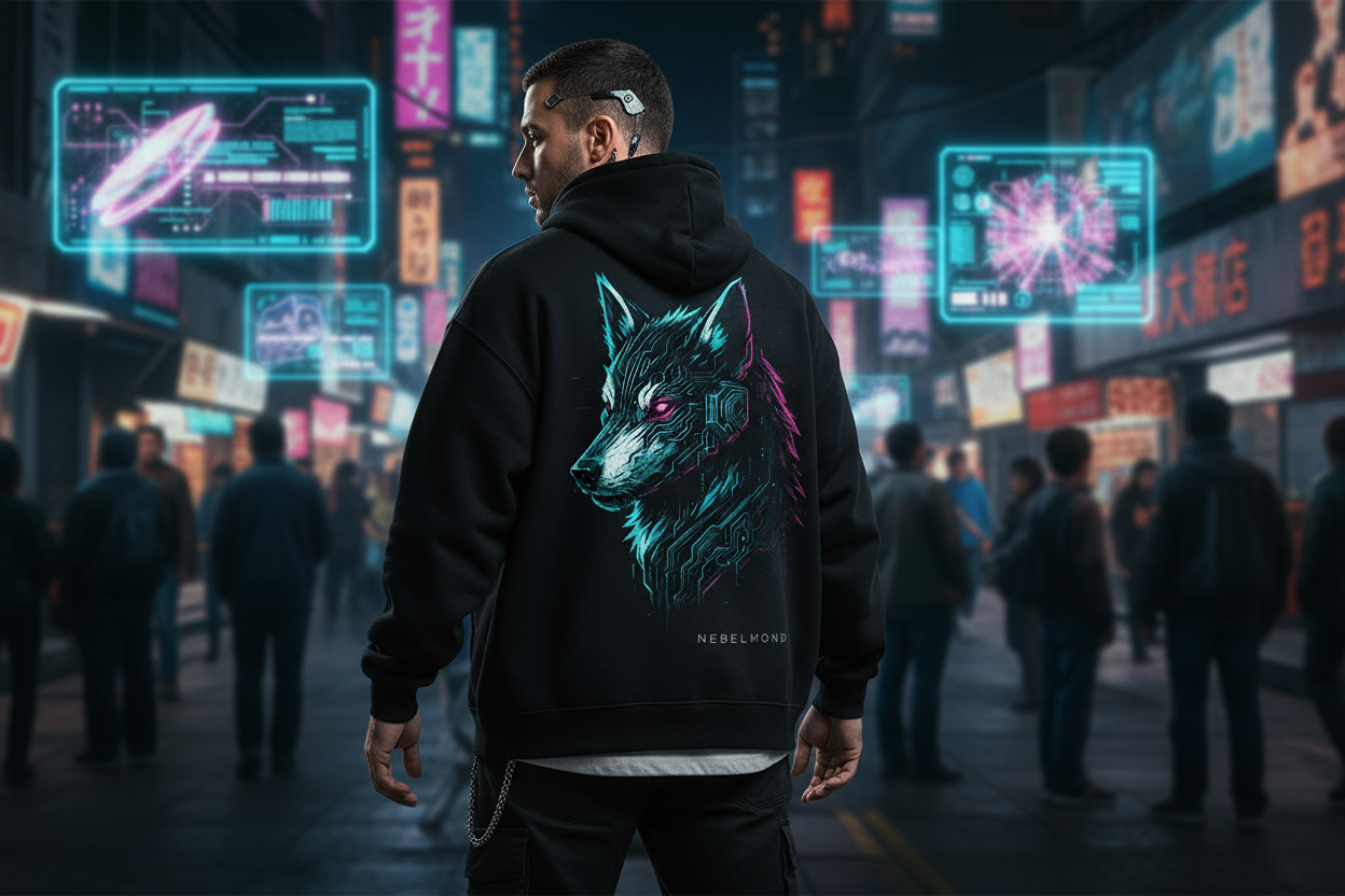 Oversized Zipper Hoodie Backprint Mockup