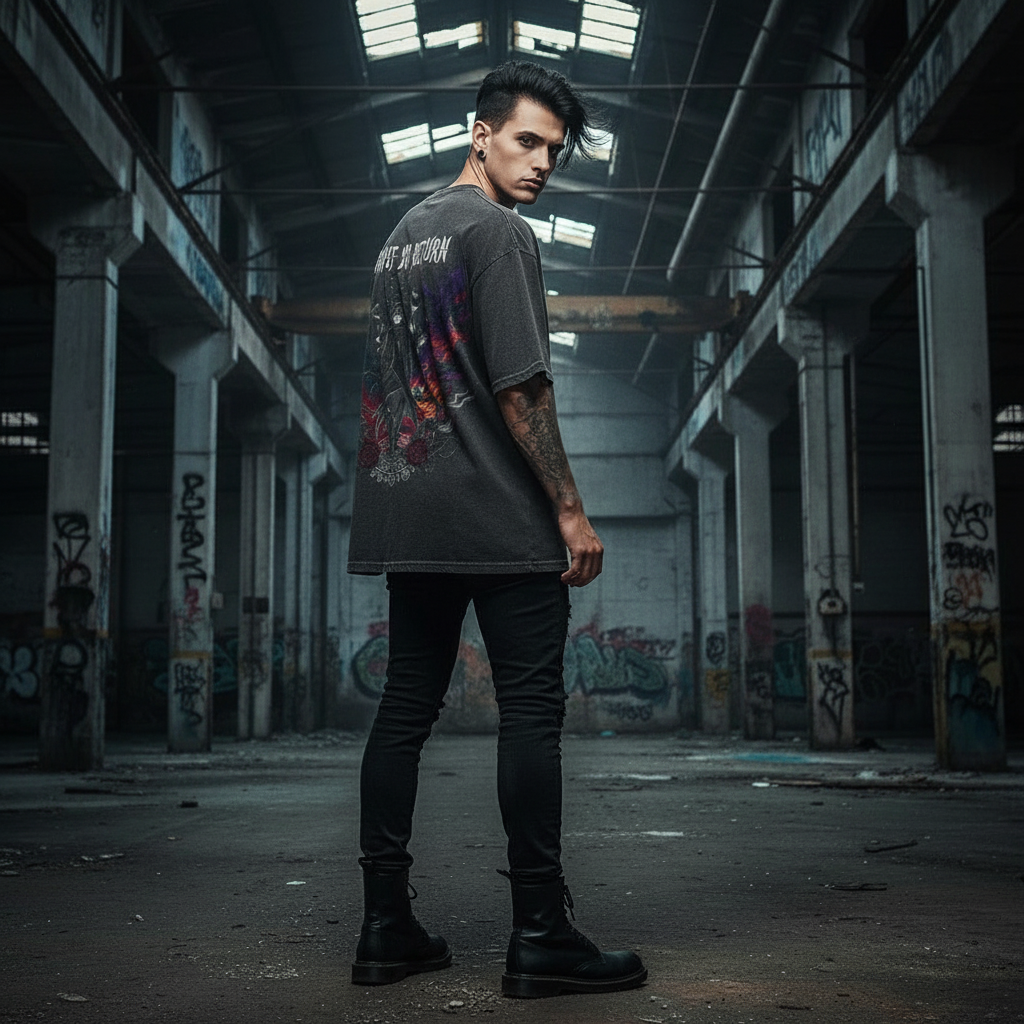 Point of No Return Oversized Shirt Washed Black Back