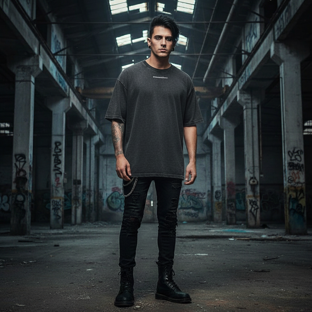 Point of No Return Oversized Shirt Washed Black Front