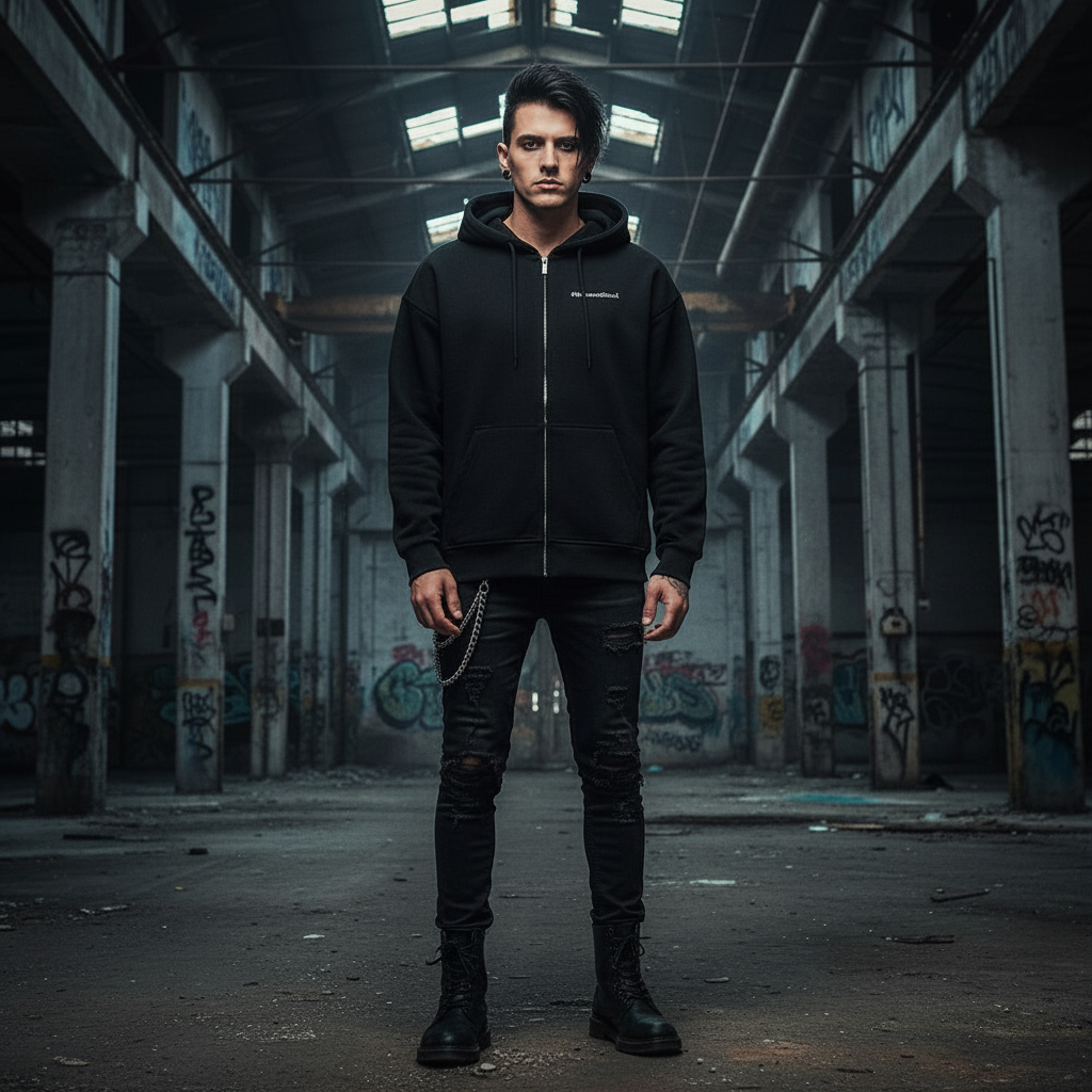 Point of No Return Zipper Hoodie Front - Einfacher Prompt