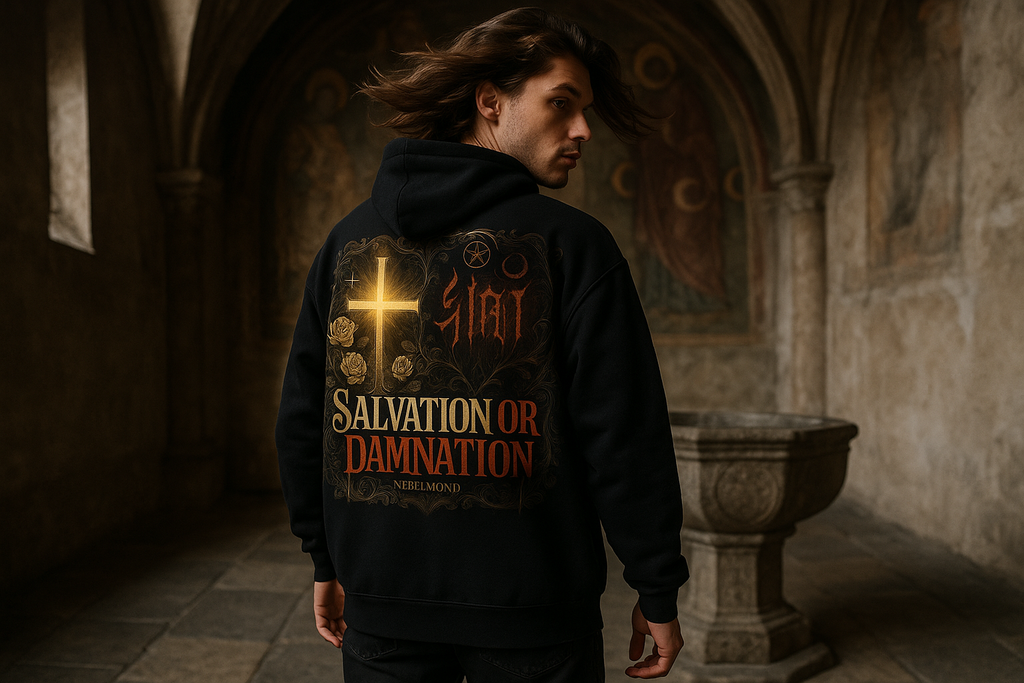 Salvation or Damnation Oversized Hoodie - Männliches Model Baptistry
