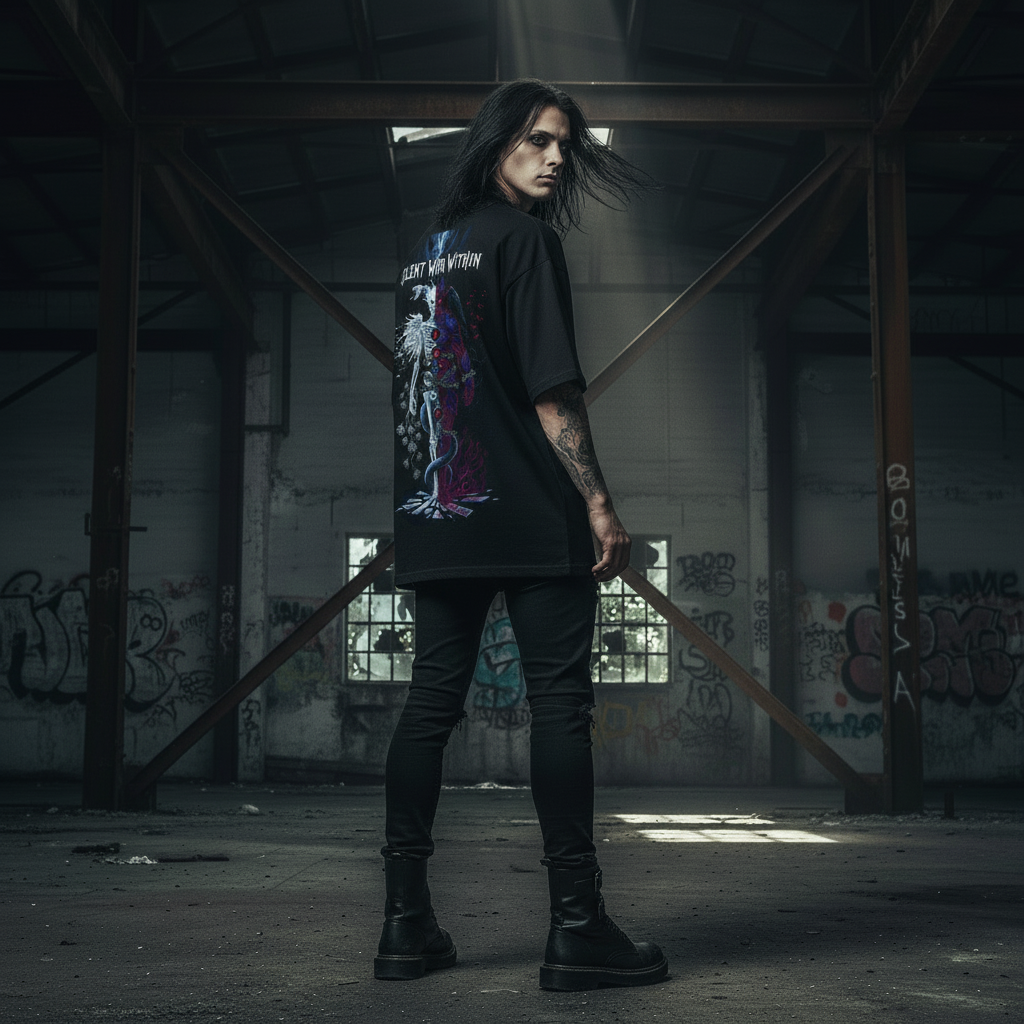 Silent War Within Oversized Shirt Black Back