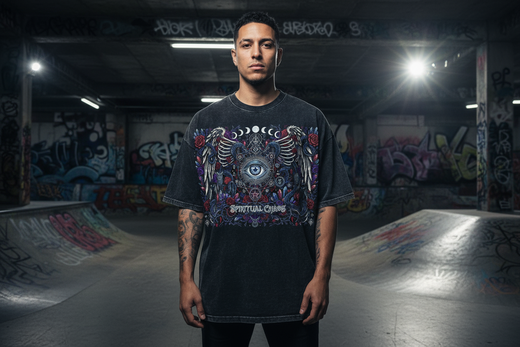 Spiritual Chaos Oversized Shirt Washed Black