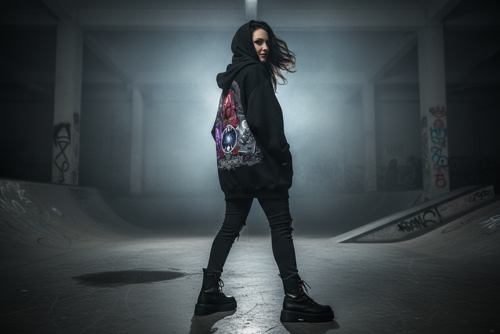 Triple Goddess Spread Oversized Zipper Hoodie Back