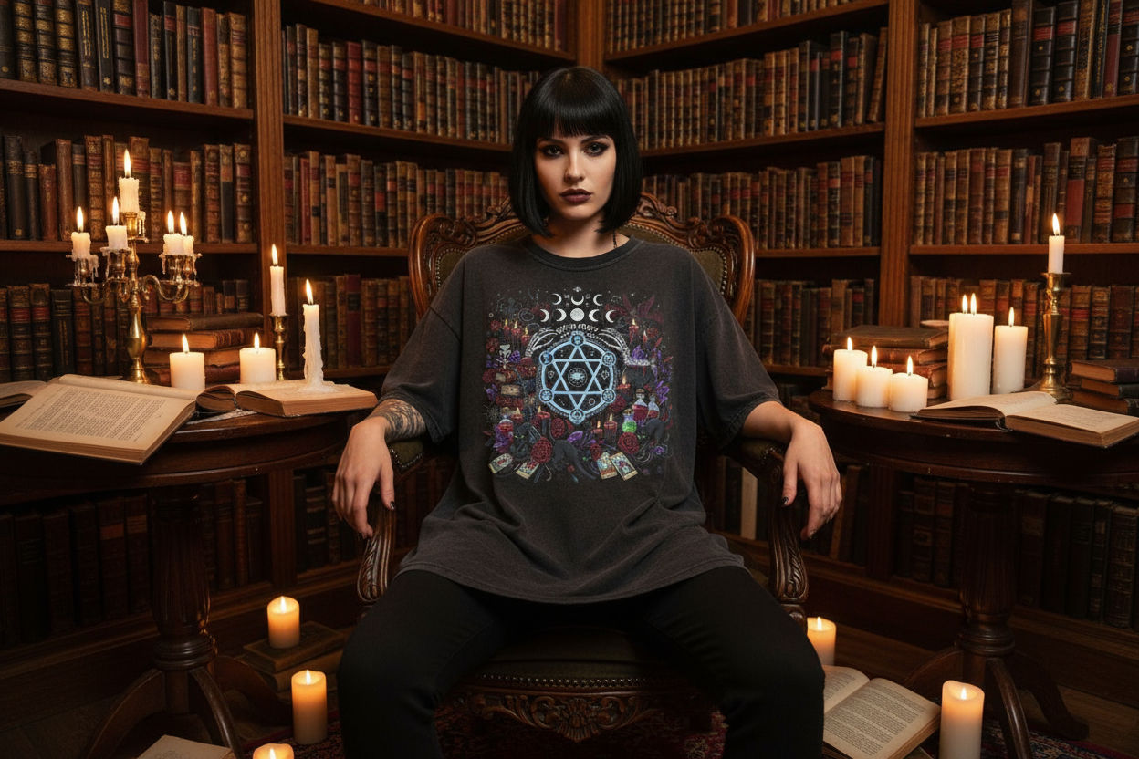 Witch Craft not Weak Craft Oversized Shirt Washed Black